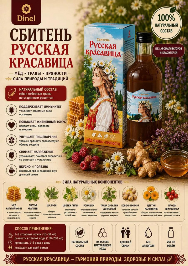 №3 Сбитень Русская красавица, 250мл в Хасавюрте