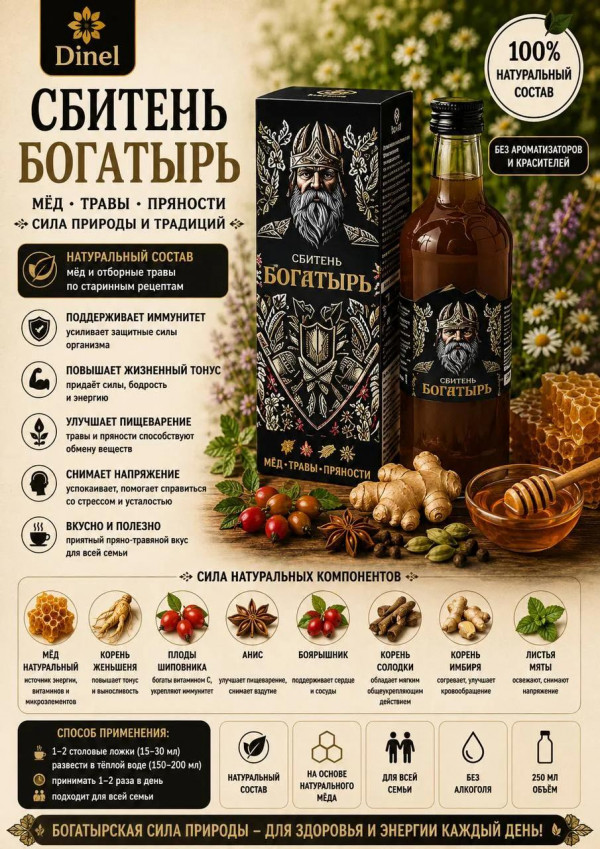 №3 Сбитень Богатырь, 250мл  в Хасавюрте
