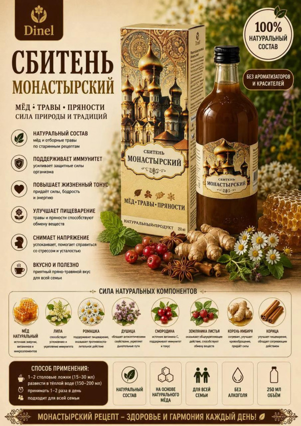 №3 Сбитень Монастырский, 250мл  в Хасавюрте